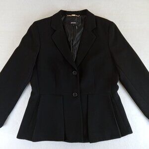 DKNY Women's Black Peplum Blazer Jacket SIZE 12 Lined 2-Button Front Workwear